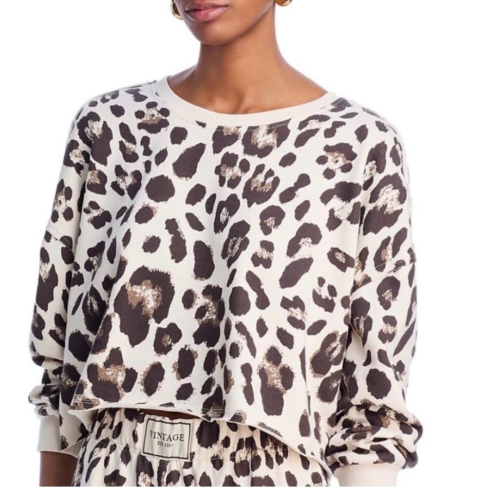 Vintage Havana Faux Suede Terry Leopard Crew Top
